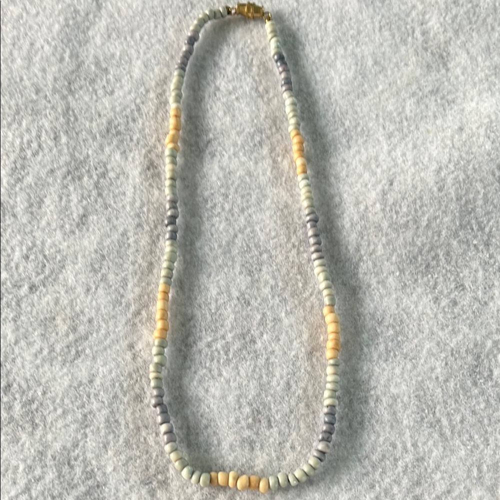 Festive Unisex Pastel Seed Bead Choker Necklace w/Gold Tone Screw Clasp Closure